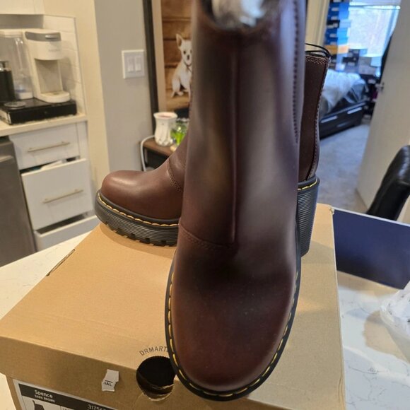 Dr. Martens Spence Flared Heel Ankle Boots Brown Leather Women’s 7 31756201 NEW - Picture 2 of 13